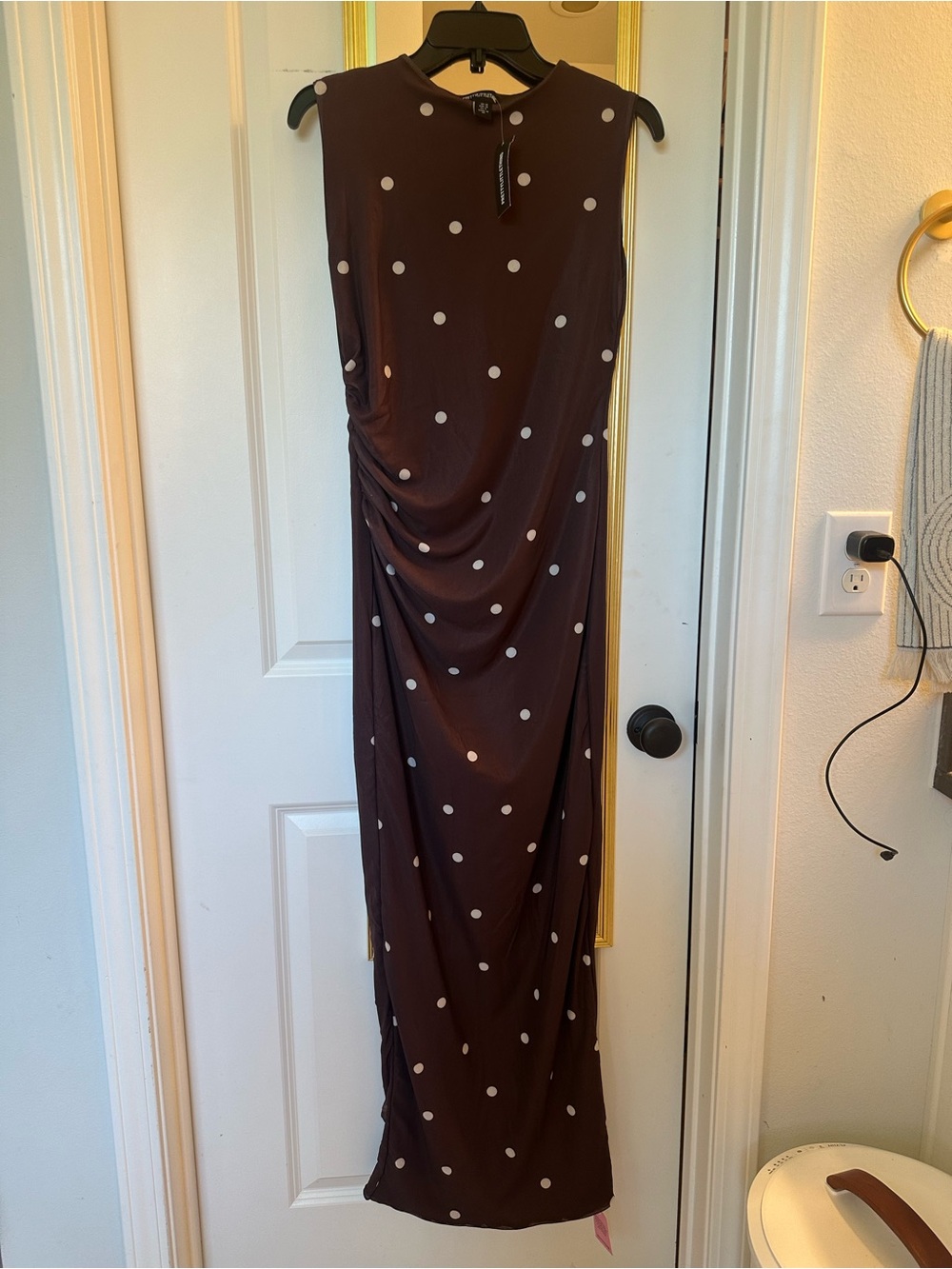 PrettyLittleThing Mesh Maxi Polka Dot Dress